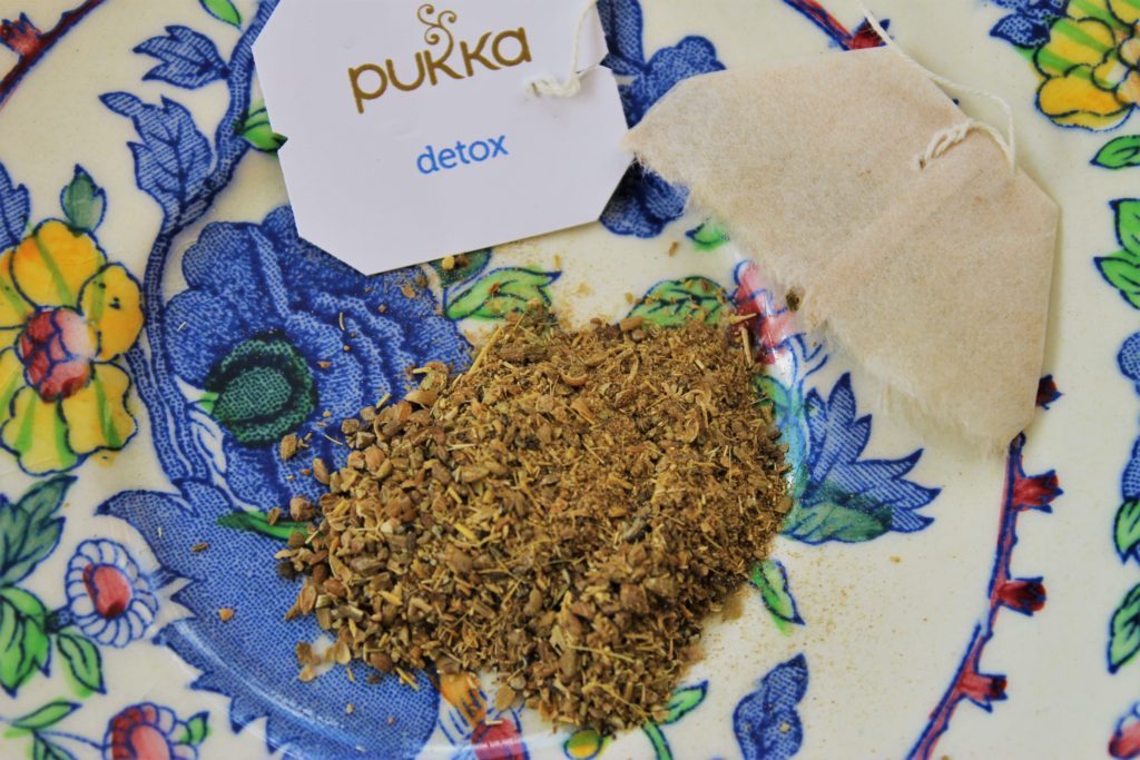 crushed herbs from the pukka tea bag