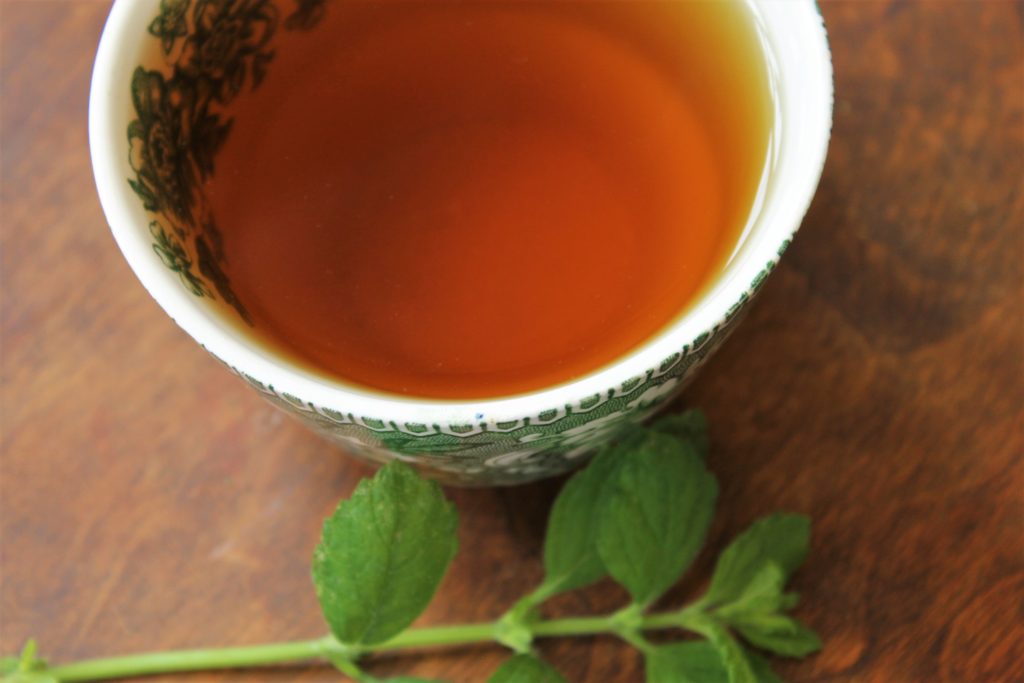 mint tea in teacup