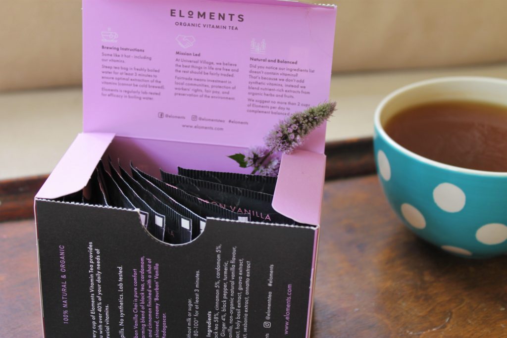 eloments lilac tea box