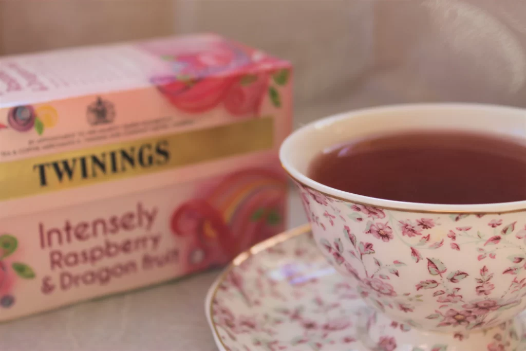 cup of pink coloured tea