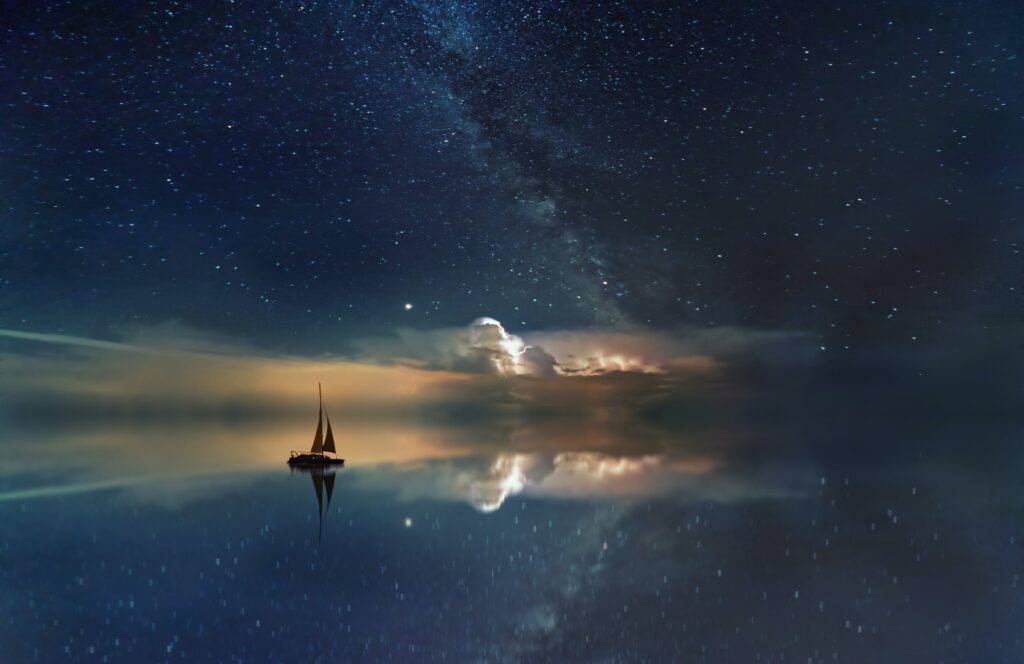 boat sailing on a dreamy lake