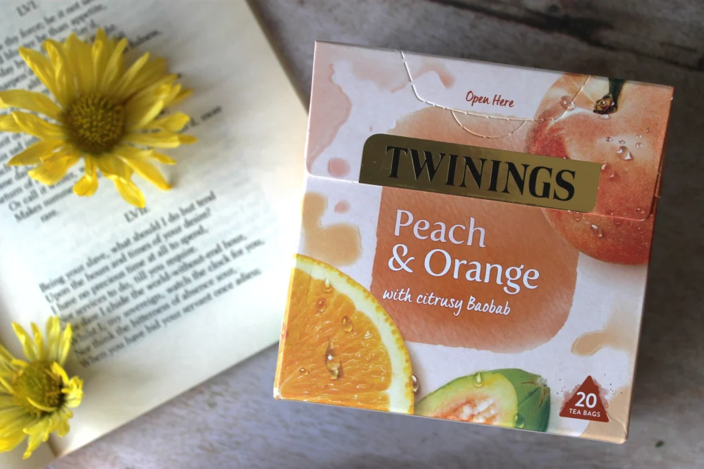 twinings peach and orange teabags box