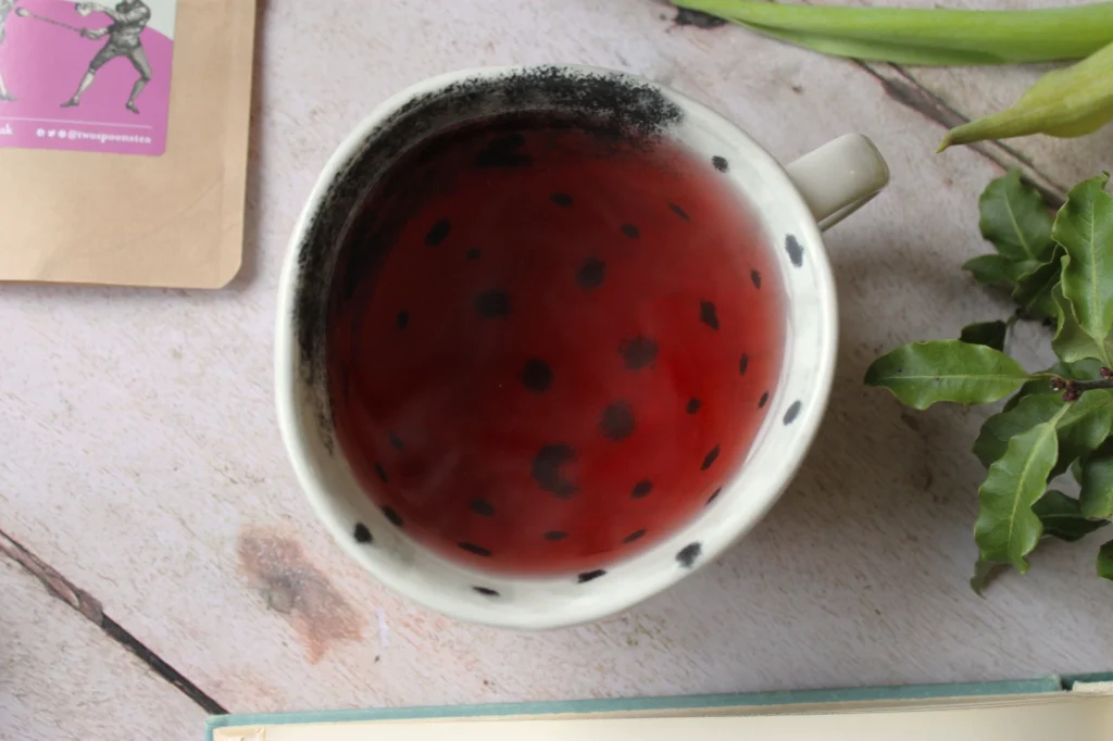 cup of hedgerows and hibiscus fruit tea